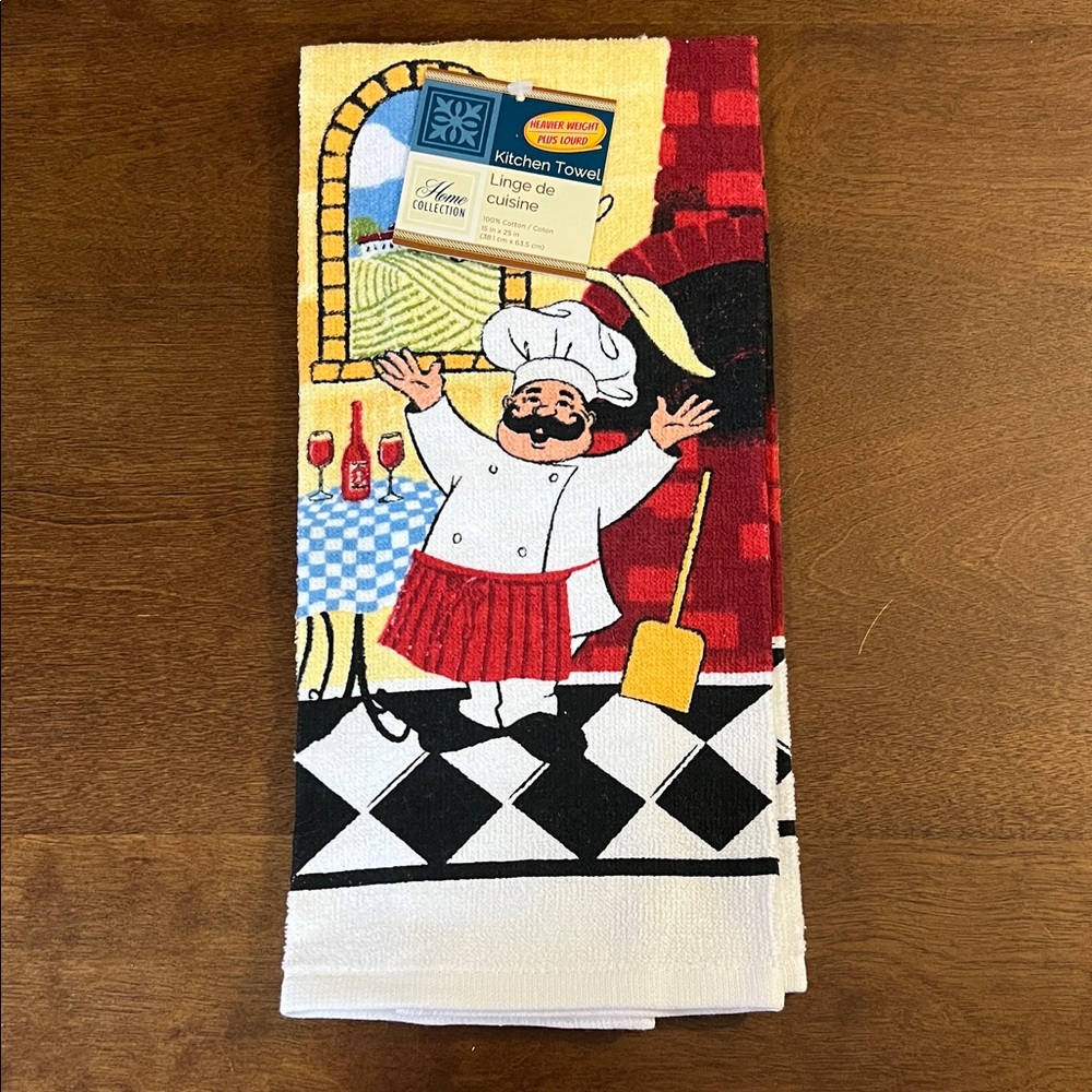 Chef Design Kitchen Towel - Red, Black, Yellow
